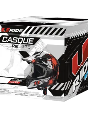 CASQUE ENFANT NOIR et ROUGE - TACHES PEINTURE